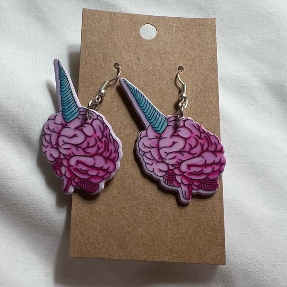 Unicorn brain acrylic earrings - Picture 3 of 3